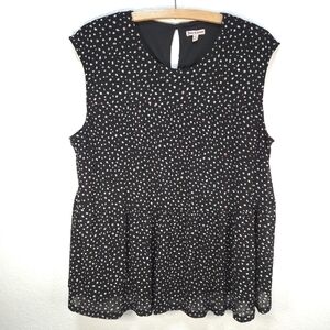 Juicy Couture Women's Sz XL Sleeveless Blouse Tank Top Black Polka Dot Print